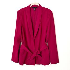 [White House Black Market] Magenta Belted Tie Waist Slip On Blazer Jacket Sz 12
